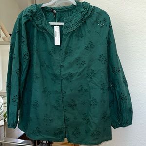 Boxy forest green blouse
